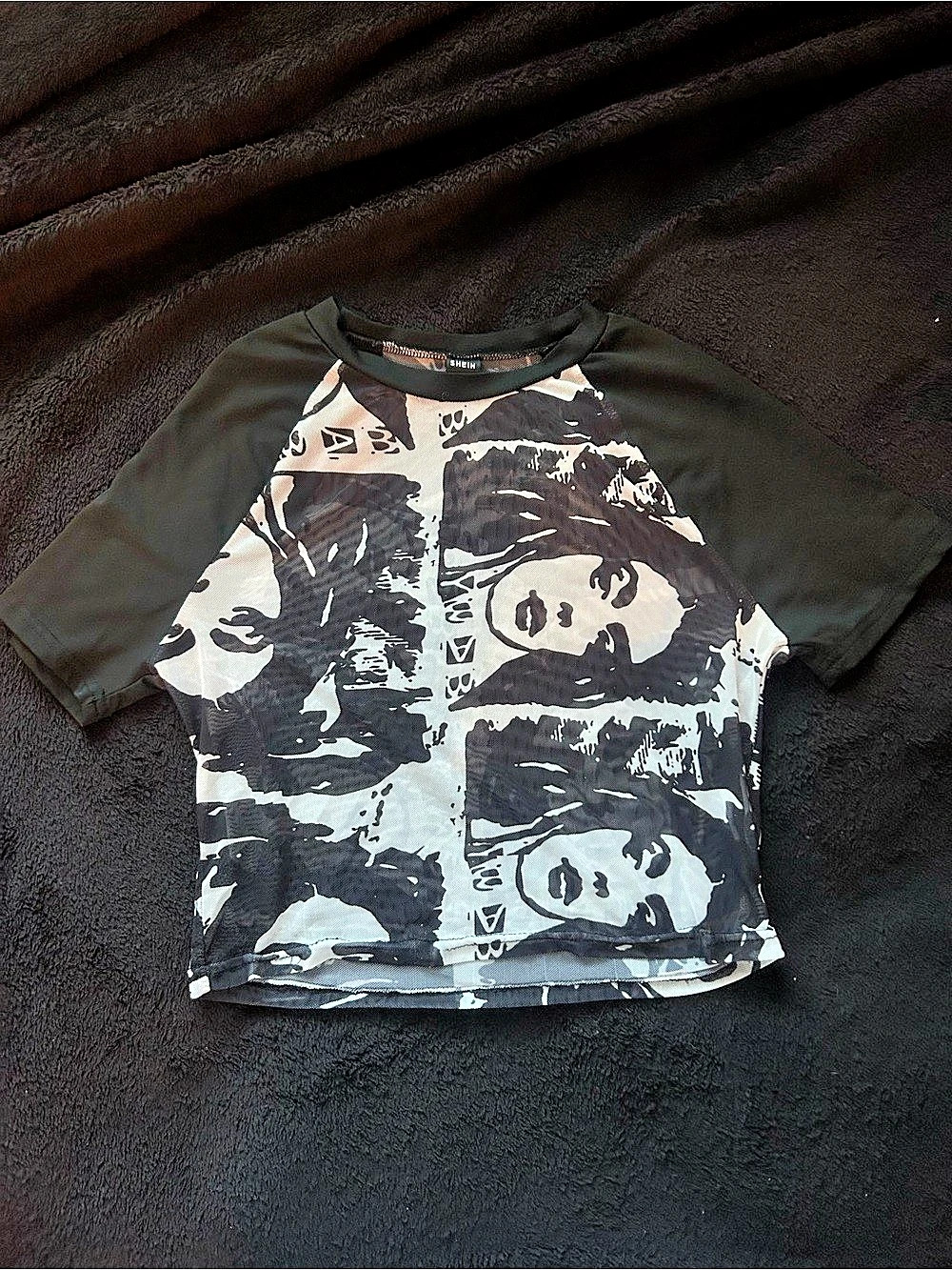 SHEIN Graphic Short Sleeve Tee in Black & White